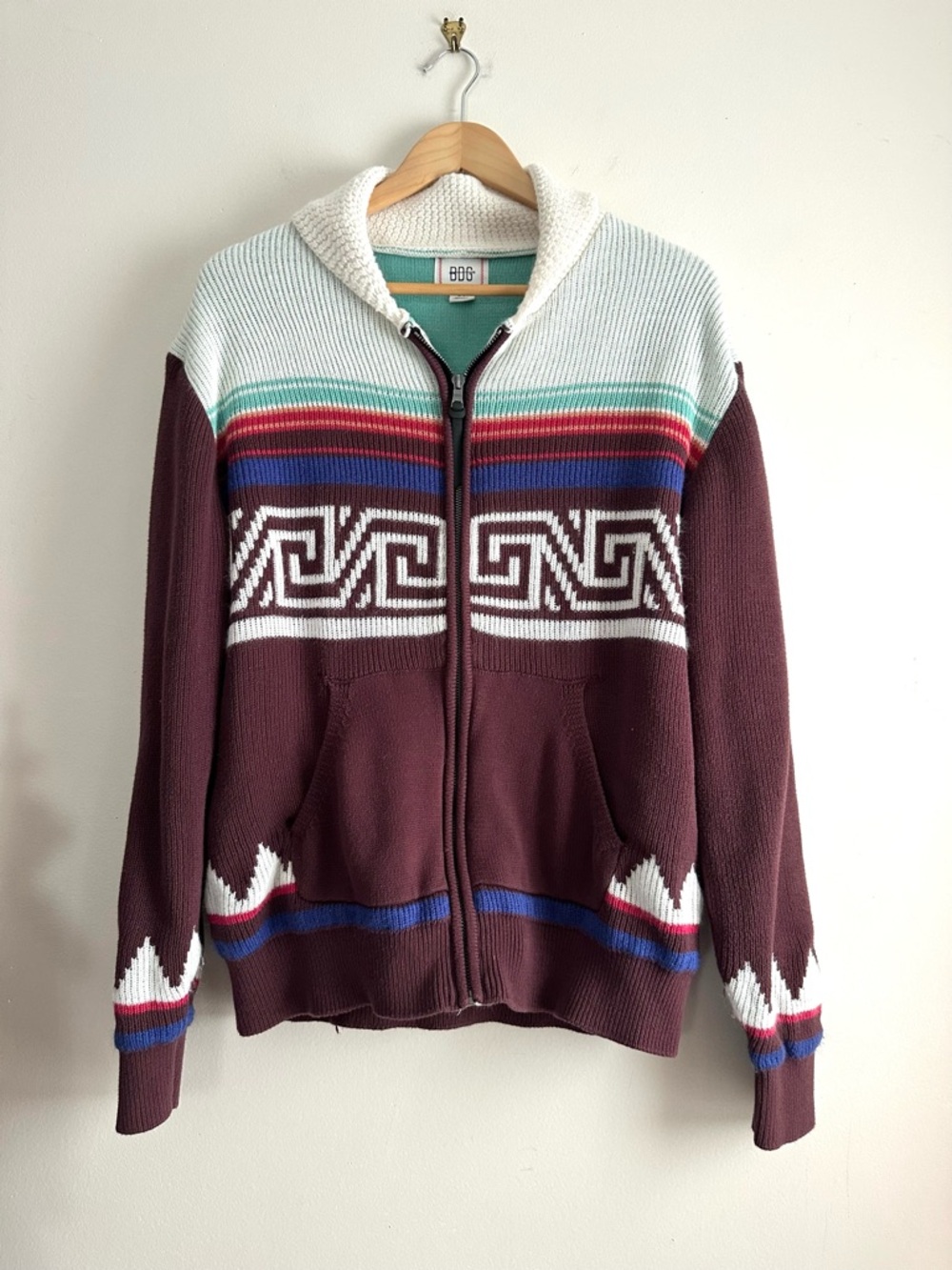 BDG • Southwest Knit‎ Zip-Up Shawl Collar Sweater